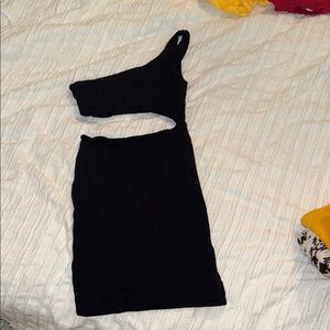 Naked Wardrobe Black One-Shoulder Dress